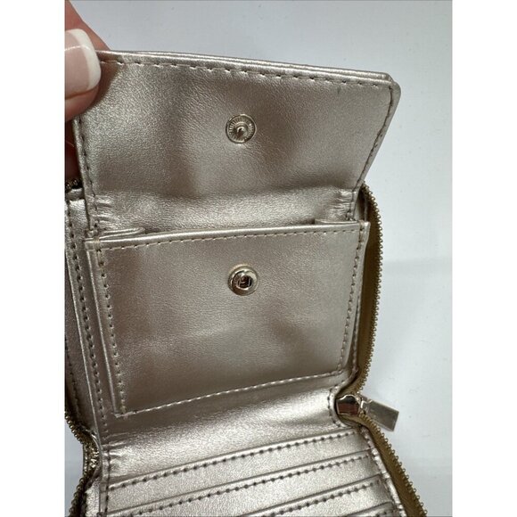 GUESS Womens Small Zip Around Wallet Shinny Gold Coin Pocket Credit Card Money - Picture 4 of 12